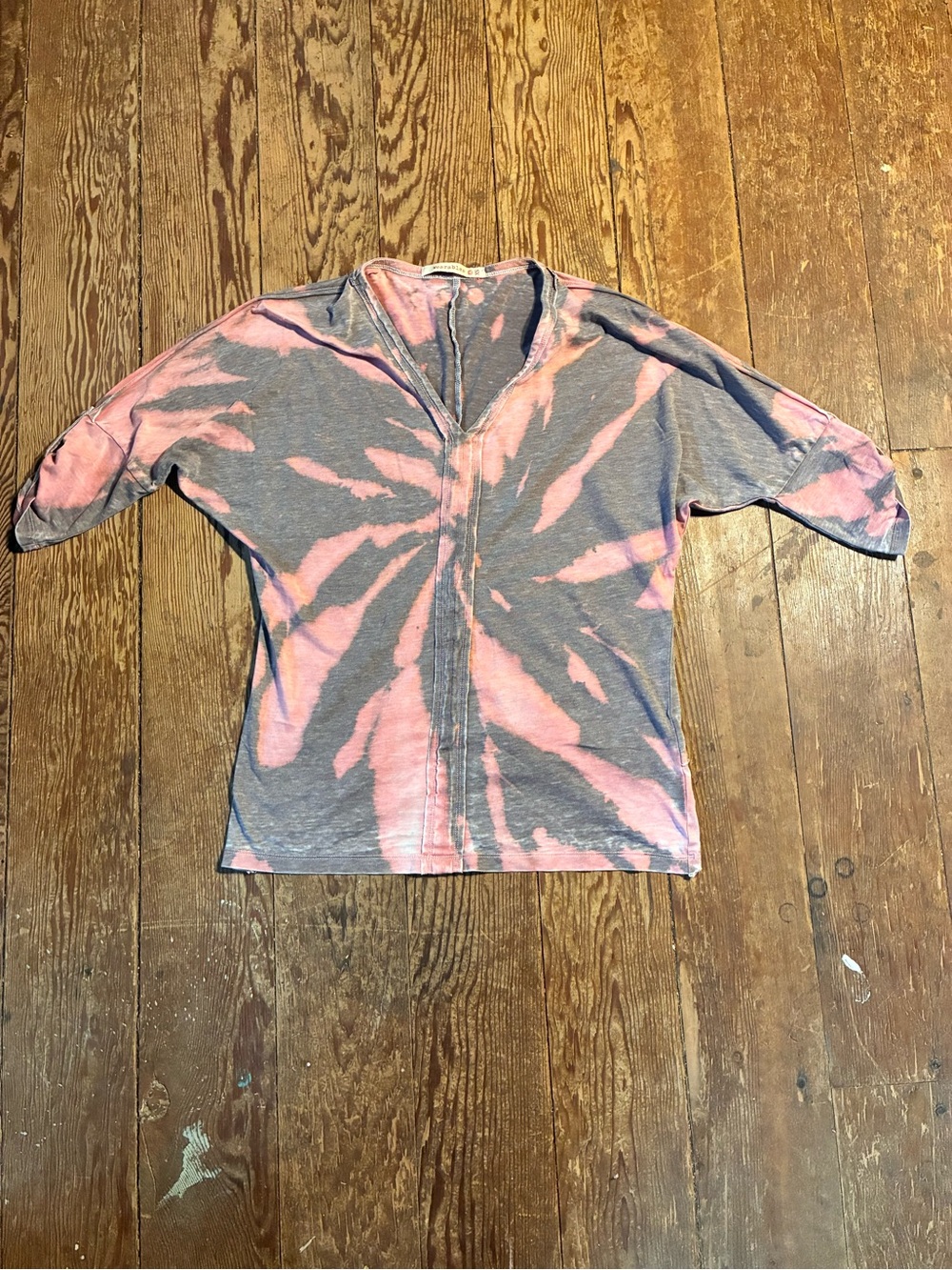 Tie-Dye Long Sleeve Tee - Pink & Gray